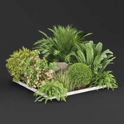 现代植物堆3D模型下载